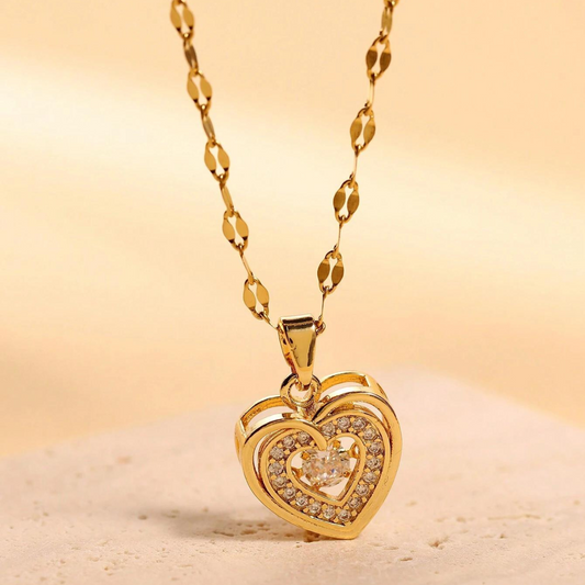 Loving Heart Pendant Double Layer Necklace