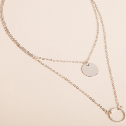 Elegant Round Pendant with Layered Sophisticated Necklace