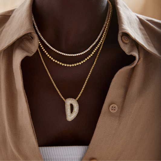 Bubble Zirconia Initial Necklace