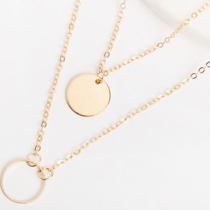 Elegant Round Pendant with Layered Sophisticated Necklace