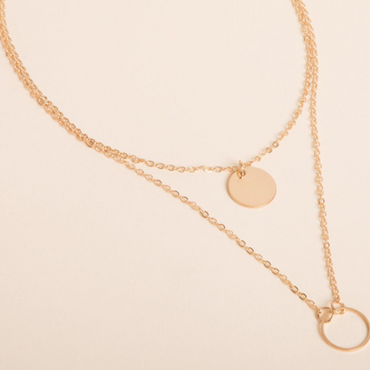 Elegant Round Pendant with Layered Sophisticated Necklace