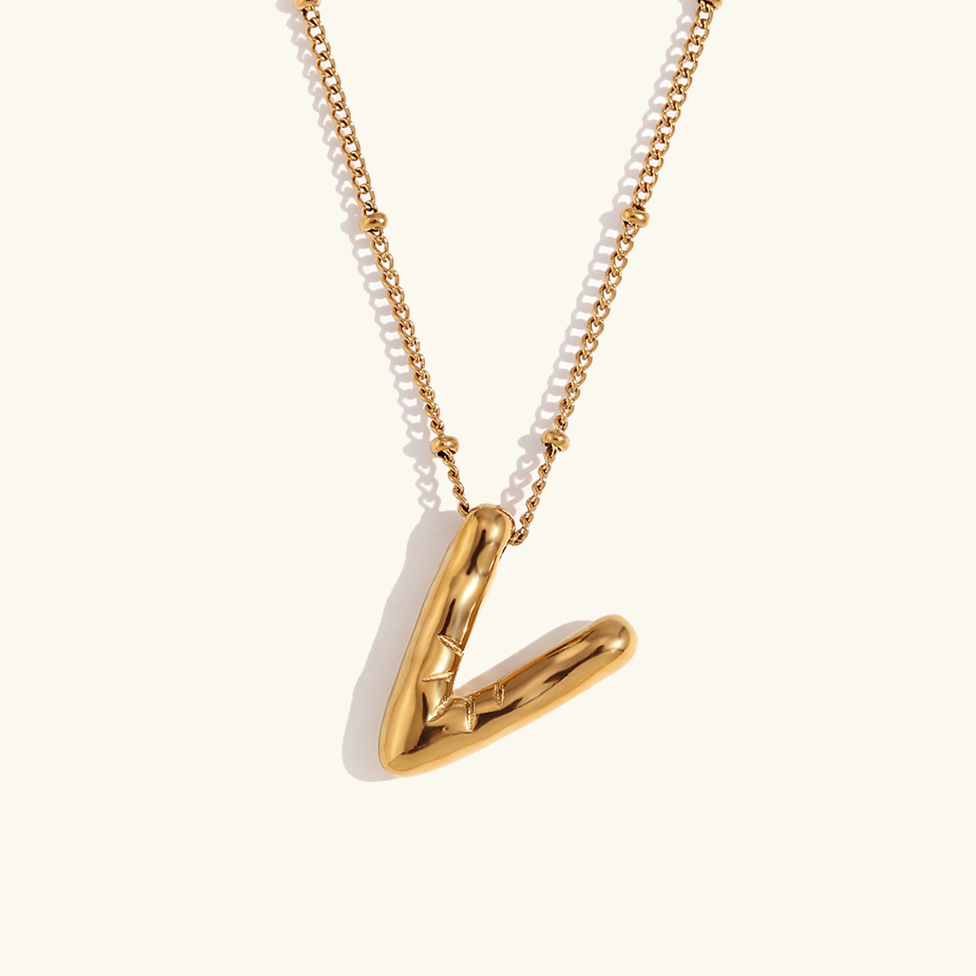 Personalized Gold Ball d'Or Initial Necklace