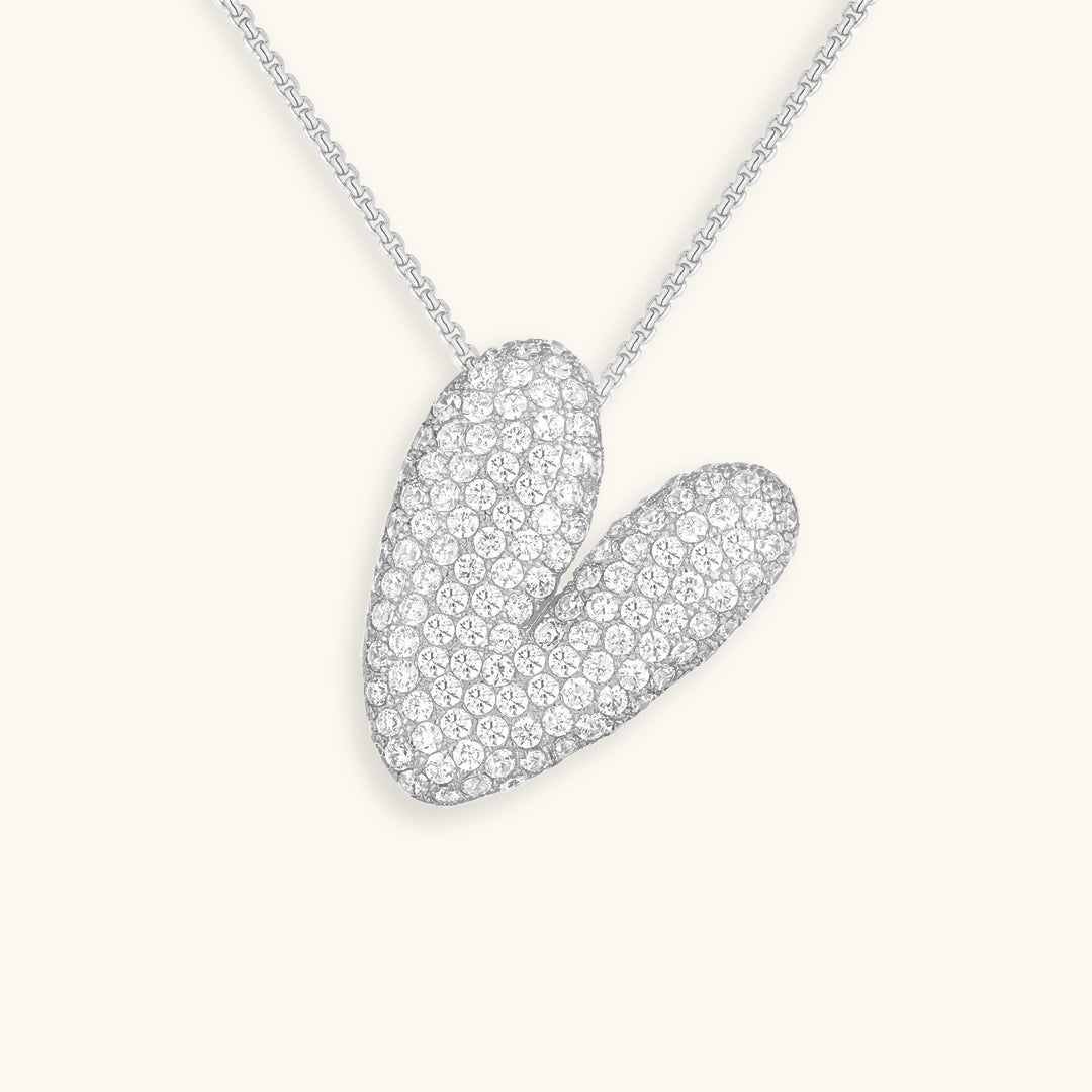 Elegant Bubble Initial Diamond Look Necklace