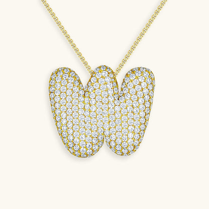 Elegant Bubble Initial Diamond Look Necklace