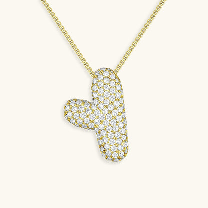Elegant Bubble Initial Diamond Look Necklace