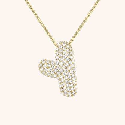 Elegant Bubble Initial Diamond Look Necklace