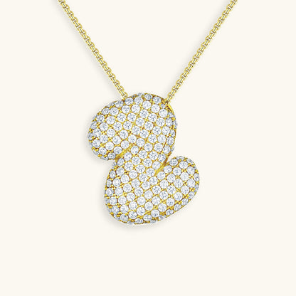 Elegant Bubble Initial Diamond Look Necklace
