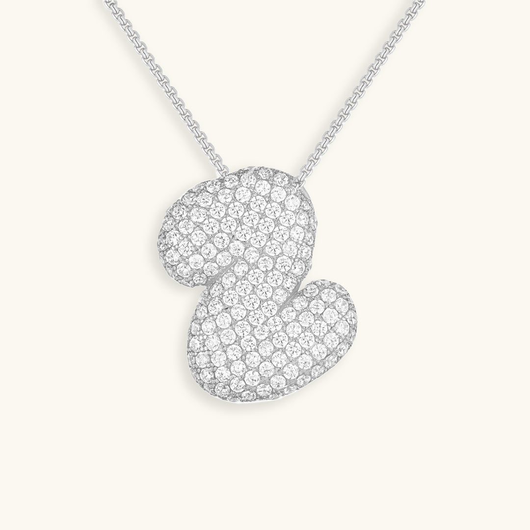 Elegant Bubble Initial Diamond Look Necklace