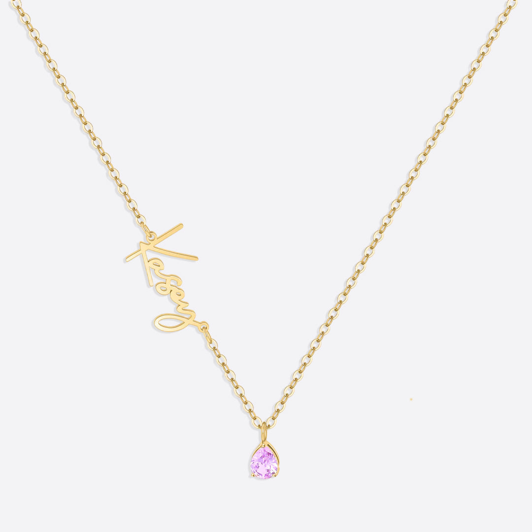 Handmade Birthstone Name Necklace