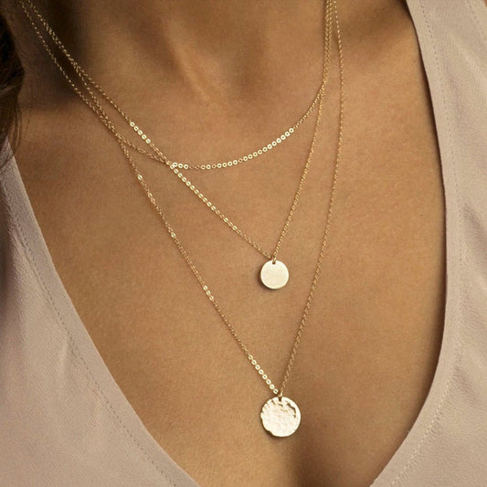 Classic 3-Layer Disk Necklace Set