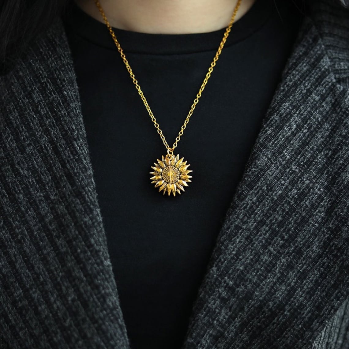 You Are My Sunshine Sunflower Necklace