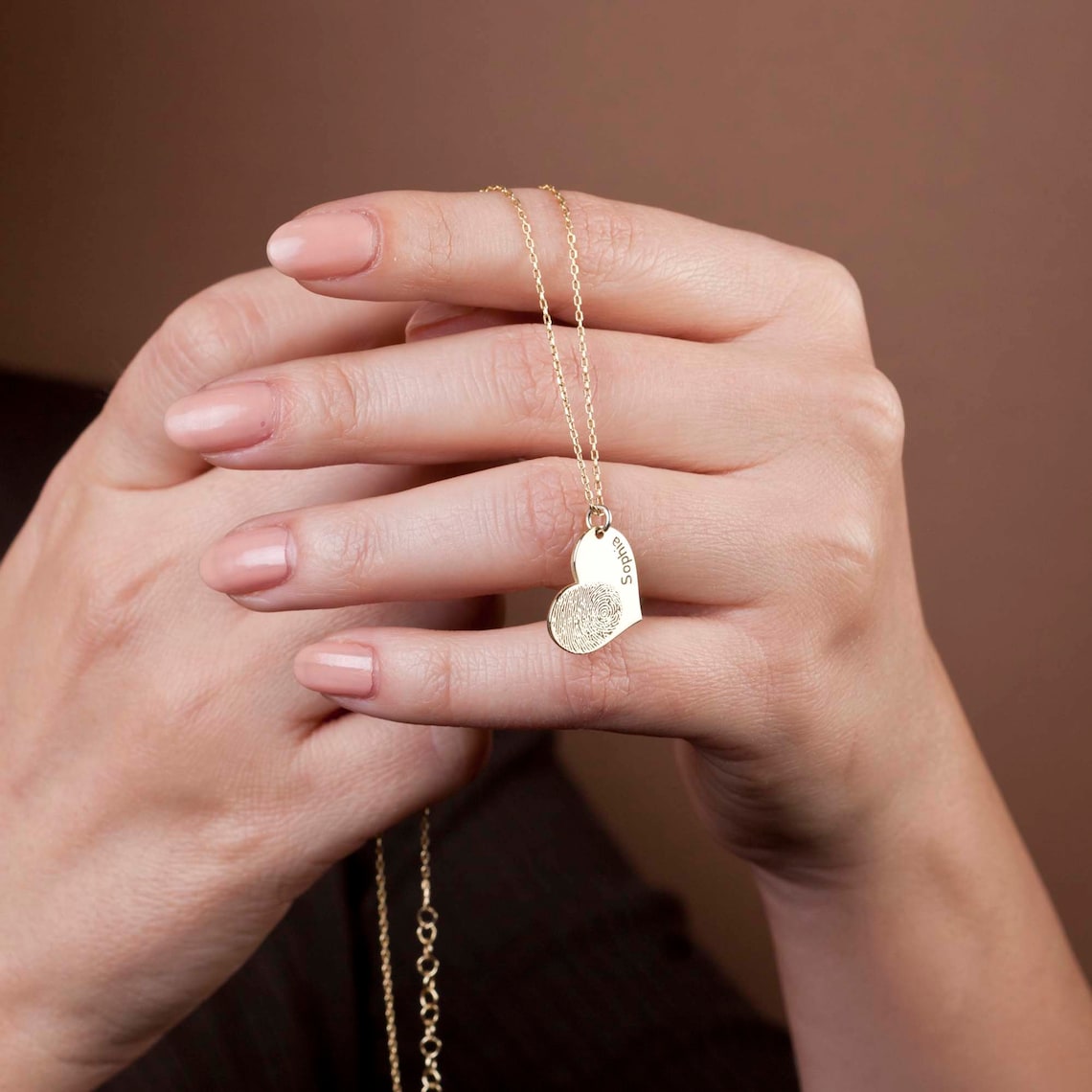 Personalized Fingerprint Heart Custom Necklace