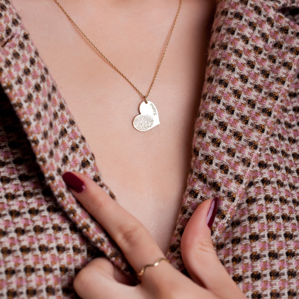 Personalized Fingerprint Heart Custom Necklace
