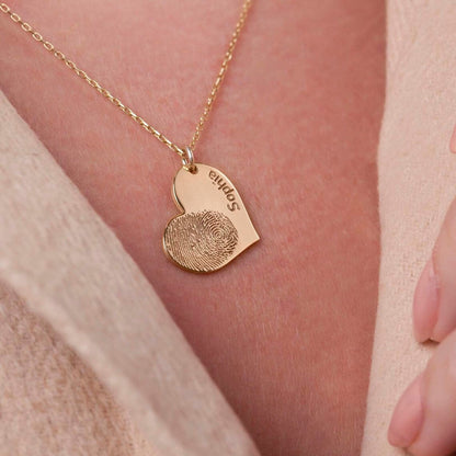 Personalized Fingerprint Heart Custom Necklace