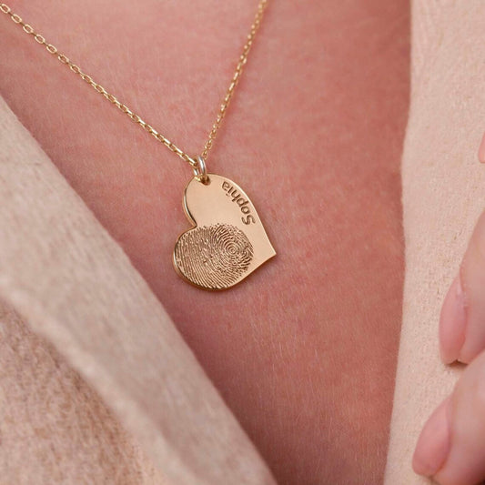 Personalized Fingerprint Heart Custom Necklace