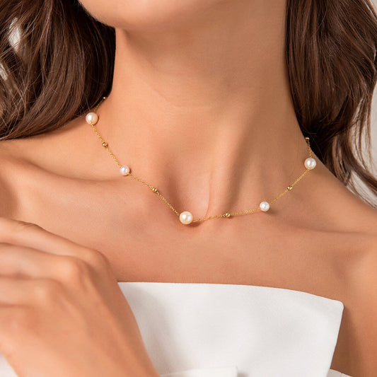 Elegant Gold Pearl Necklace