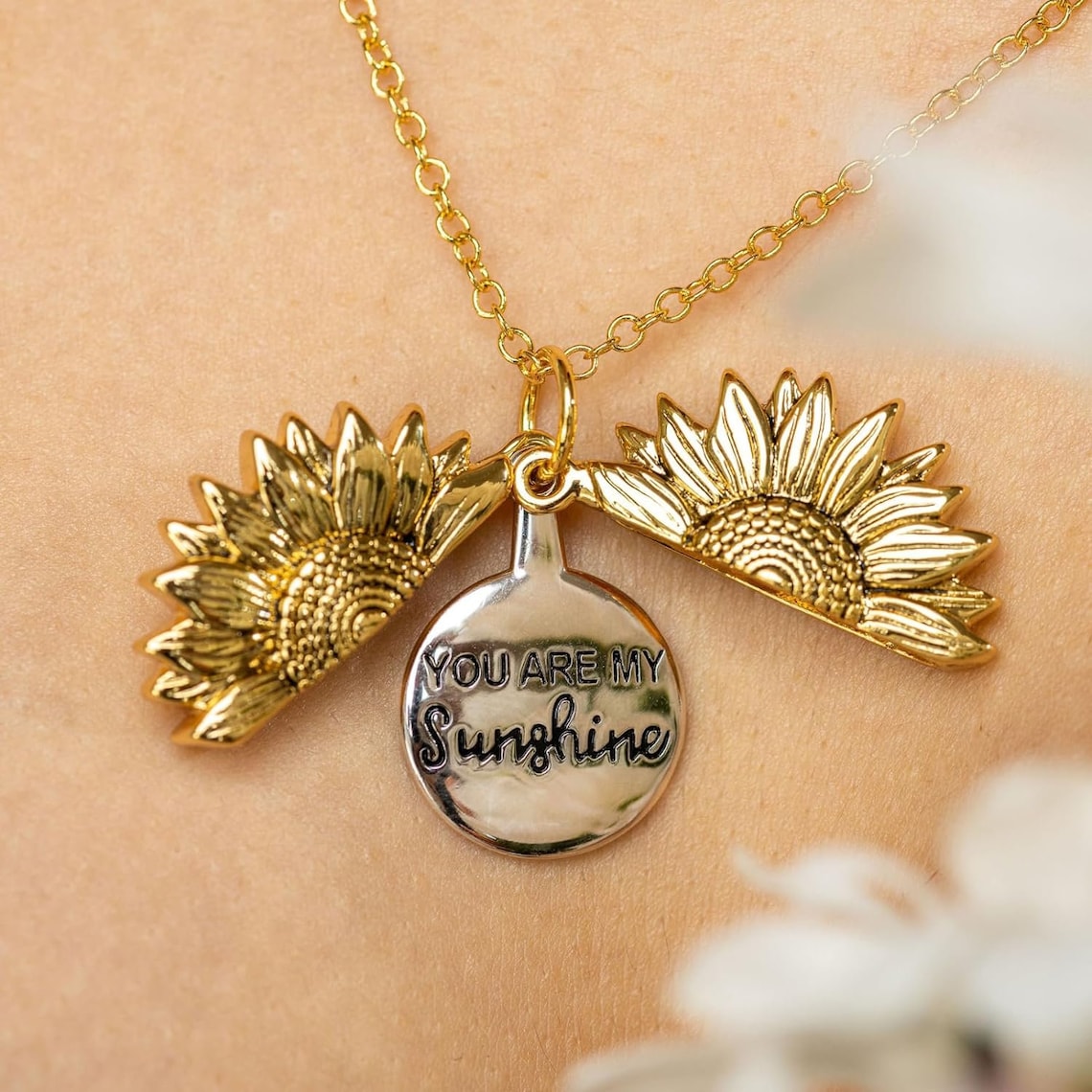 You Are My Sunshine Sunflower Necklace