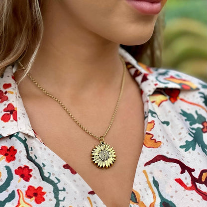 You Are My Sunshine Sunflower Necklace