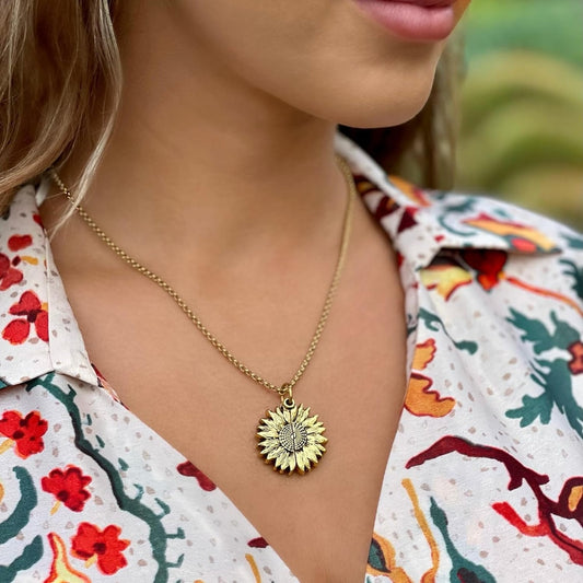 You Are My Sunshine Sunflower Necklace