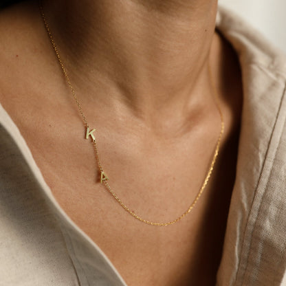 Personalized Side Initials Letter Necklace
