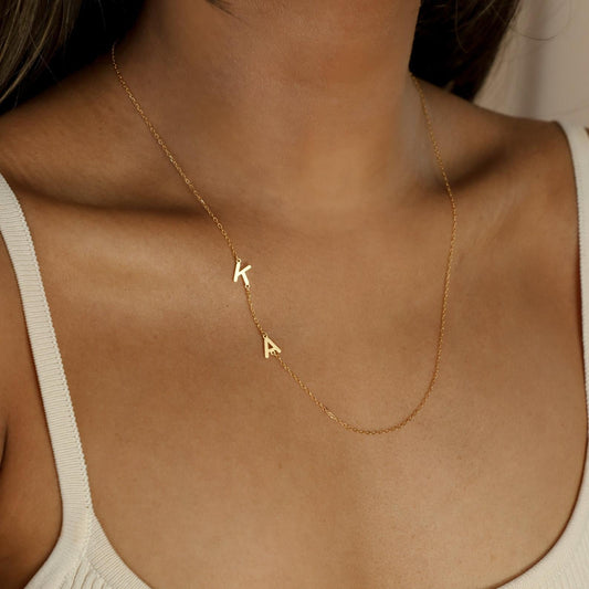 Personalized Side Initials Letter Necklace