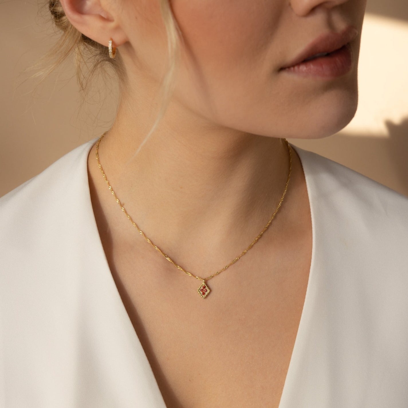 Personalized Birthstone Rhombus Pendant Necklace