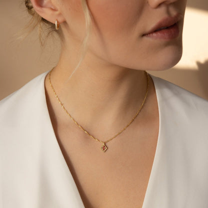 Personalized Birthstone Rhombus Pendant Necklace