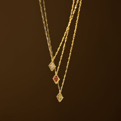 Personalized Birthstone Rhombus Pendant Necklace