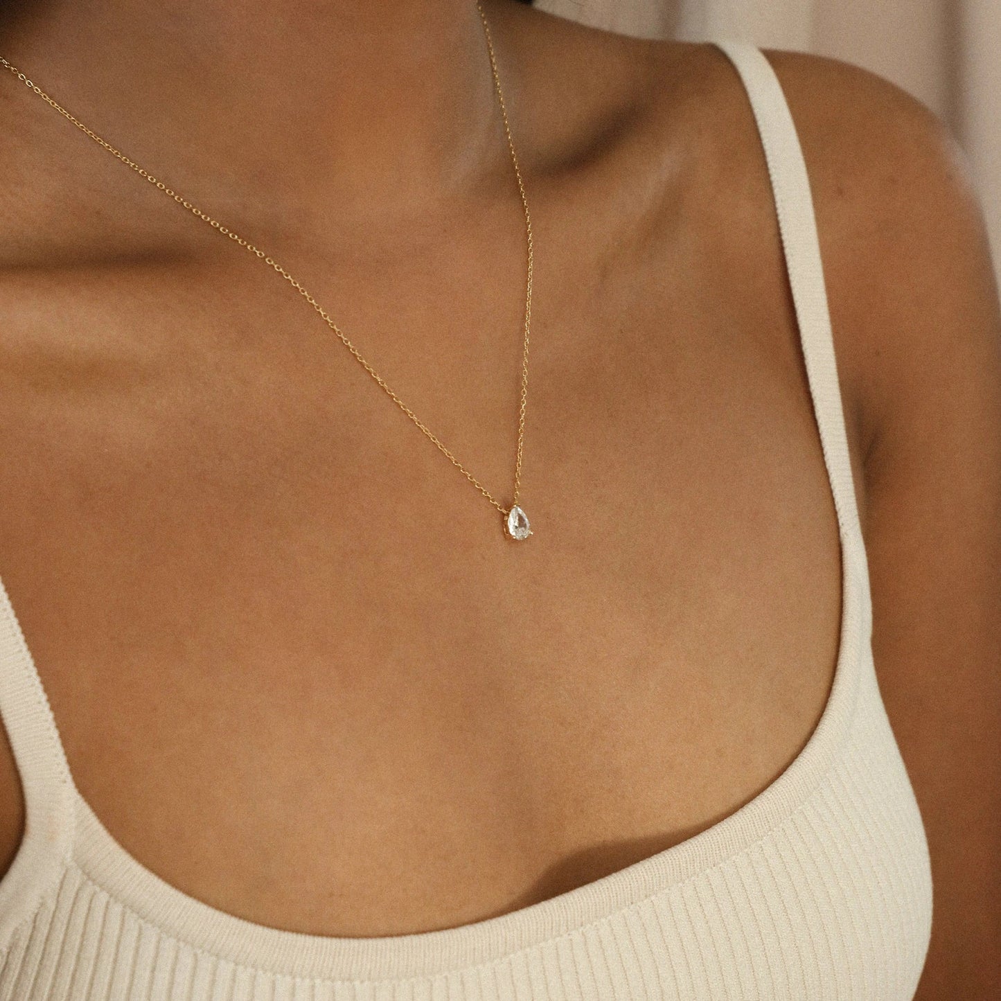 Unique Drop Pear Diamond Necklace