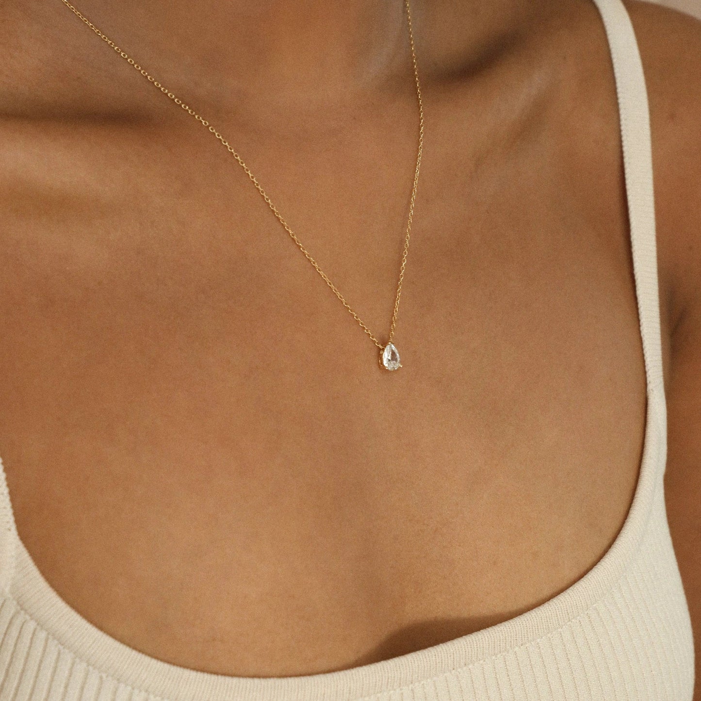Unique Drop Pear Diamond Necklace