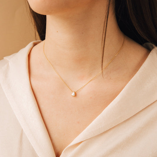 Unique Drop Pear Diamond Necklace