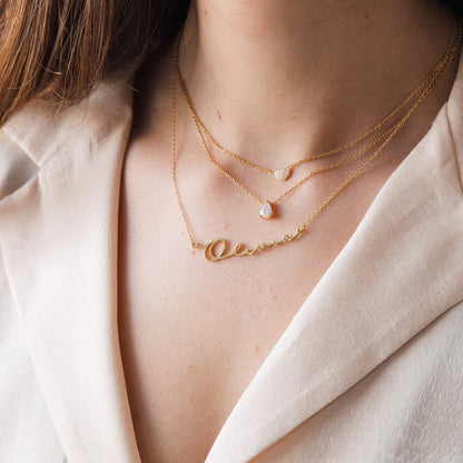 Unique Drop Pear Diamond Necklace