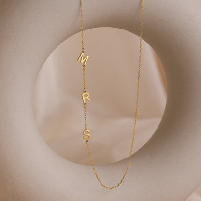 Personalized Side Initials Letter Necklace