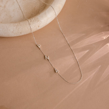 Personalized Side Initials Letter Necklace