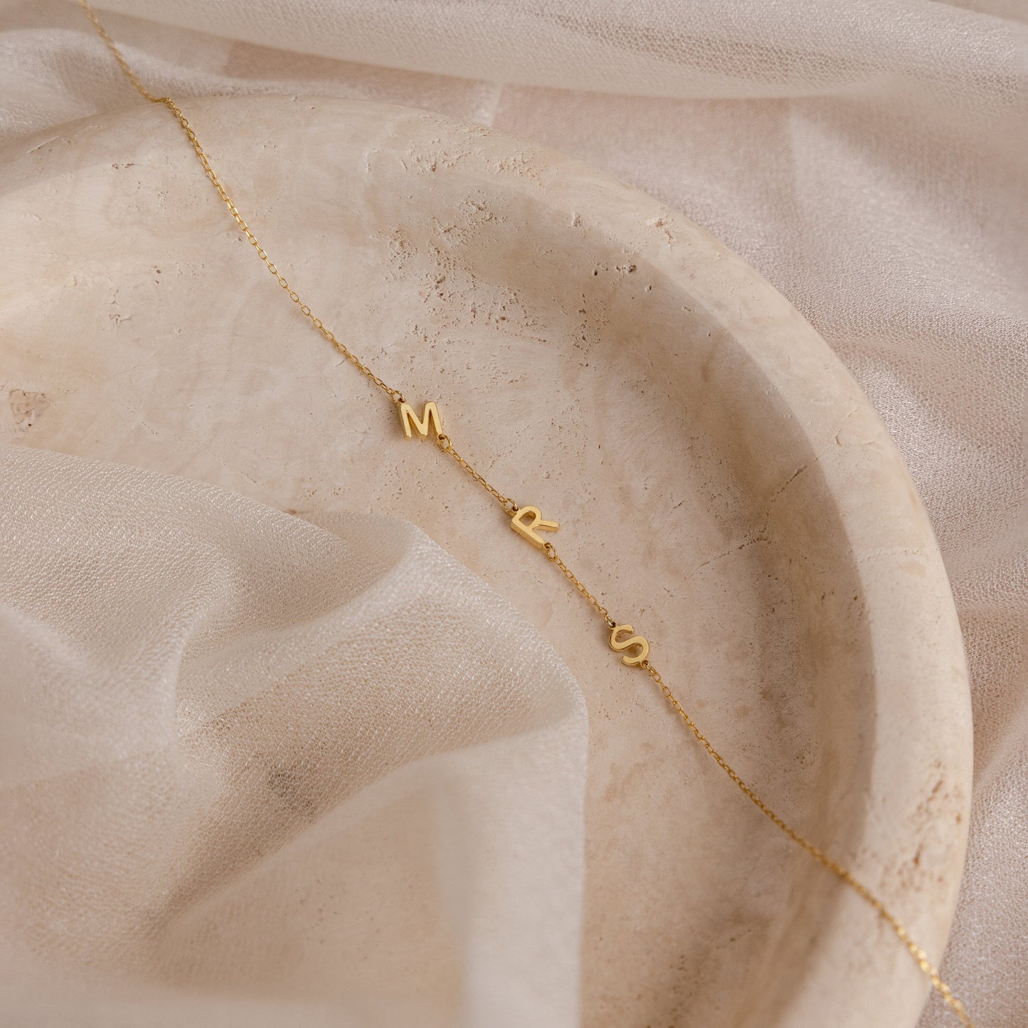 Personalized Side Initials Letter Necklace