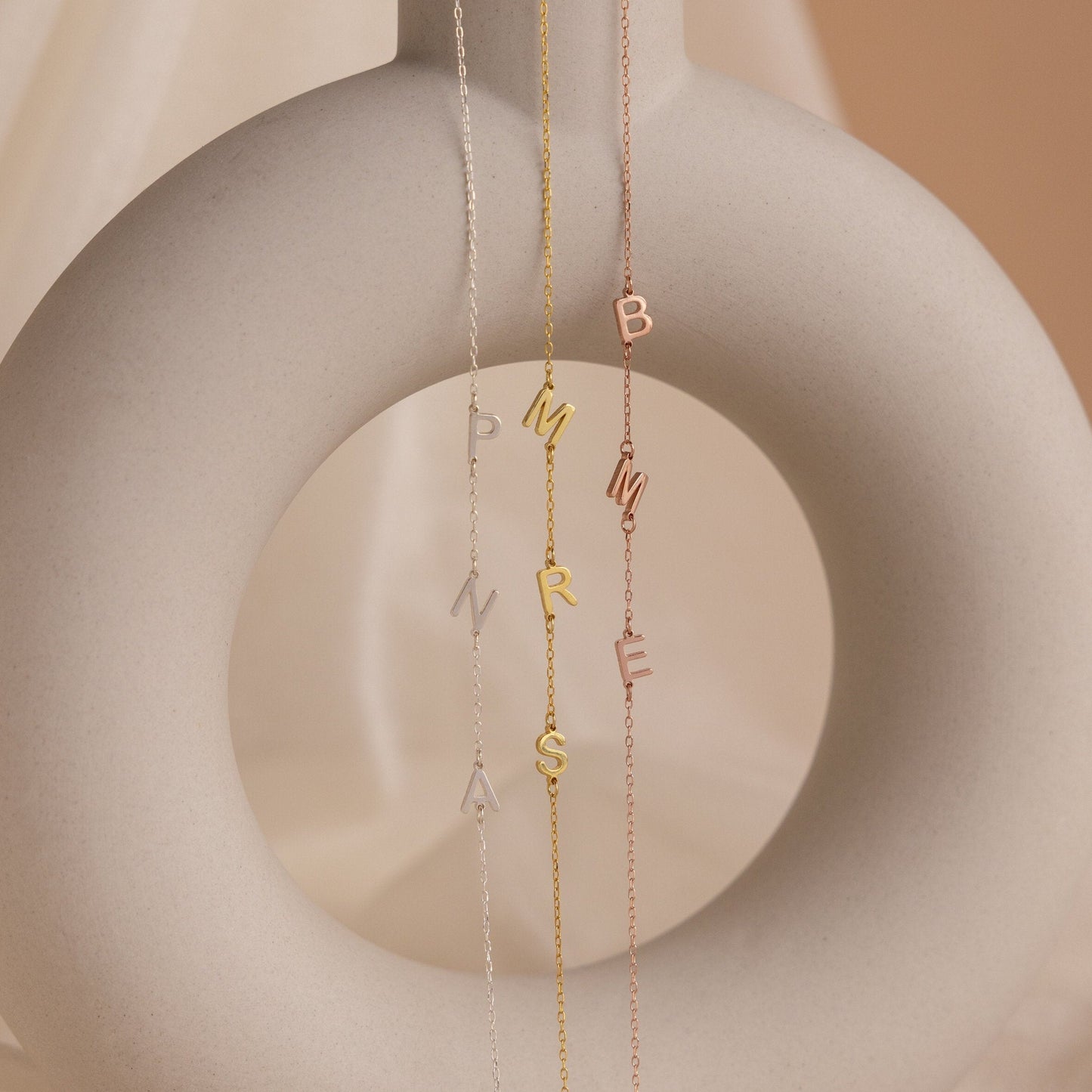 Personalized Side Initials Letter Necklace