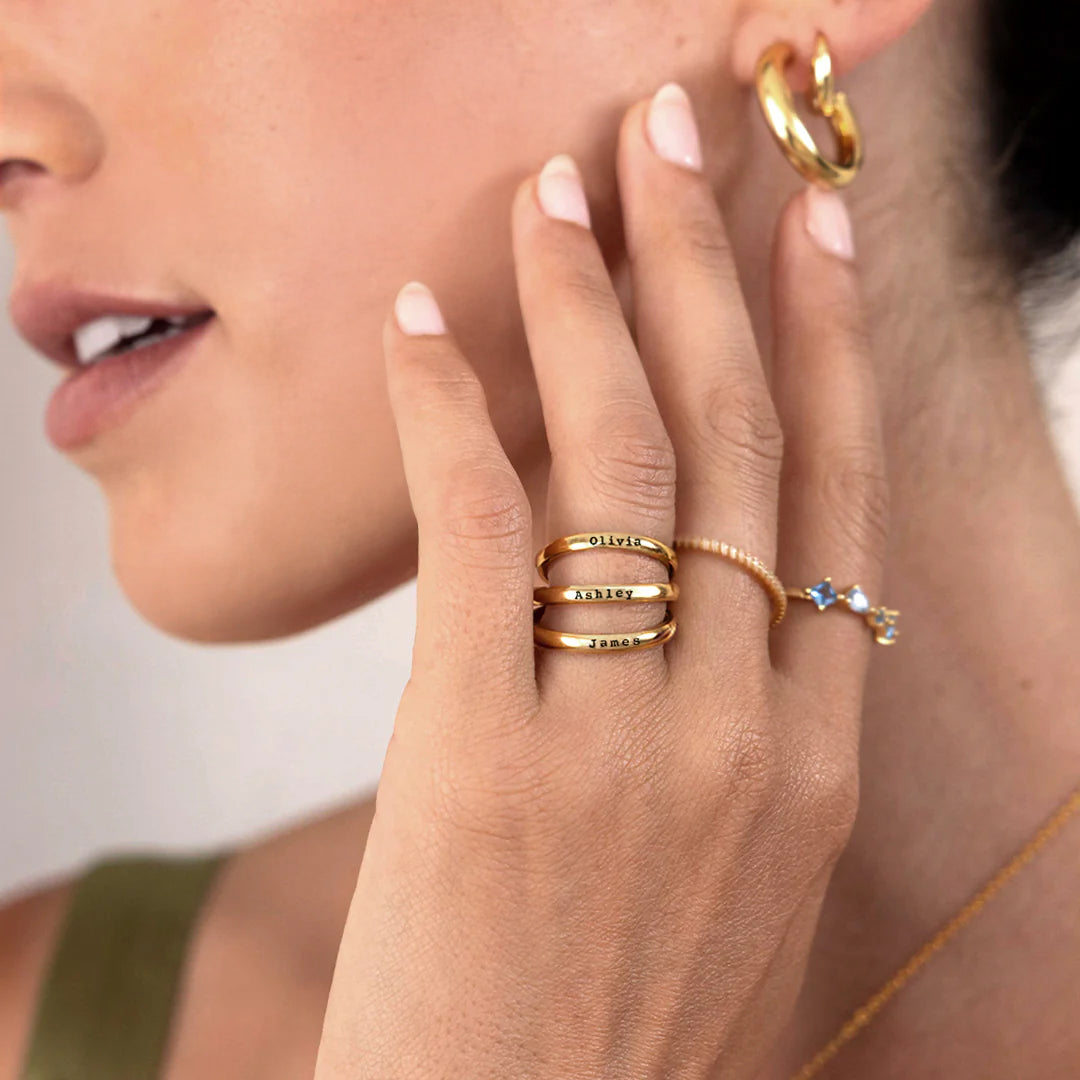 Small Stackable Name Ring