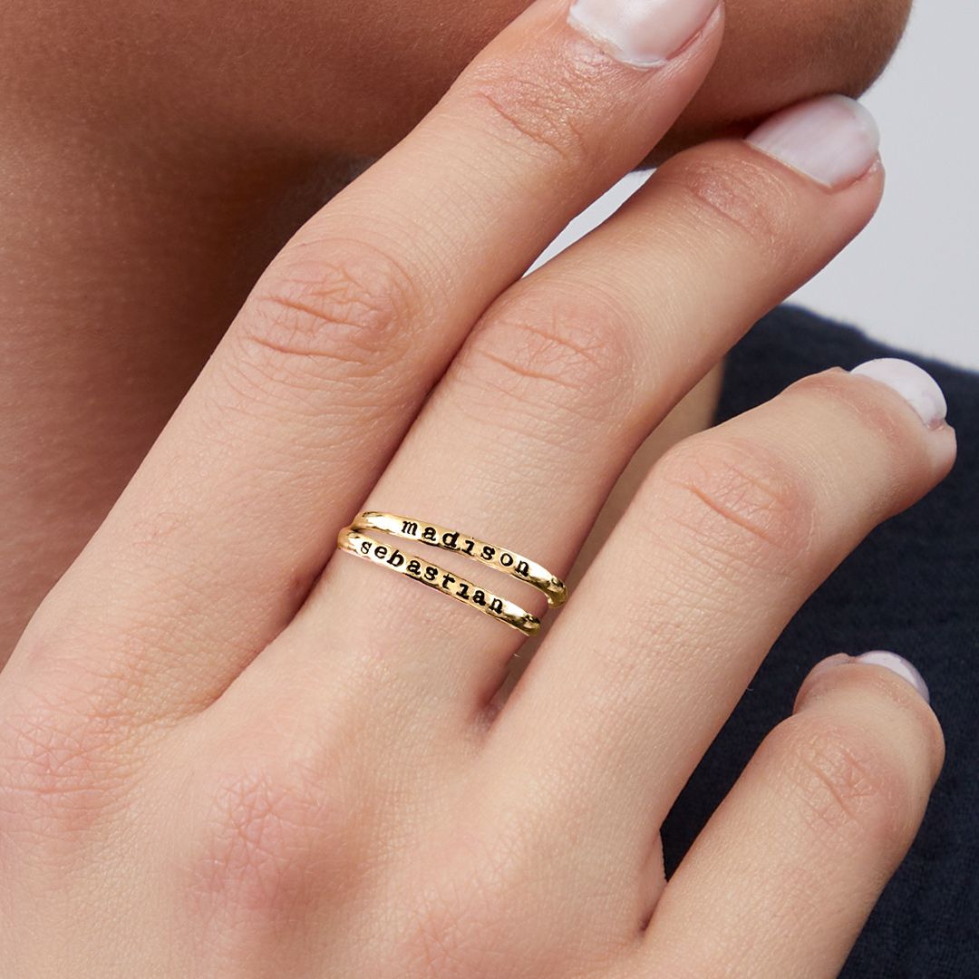 Small Stackable Name Ring