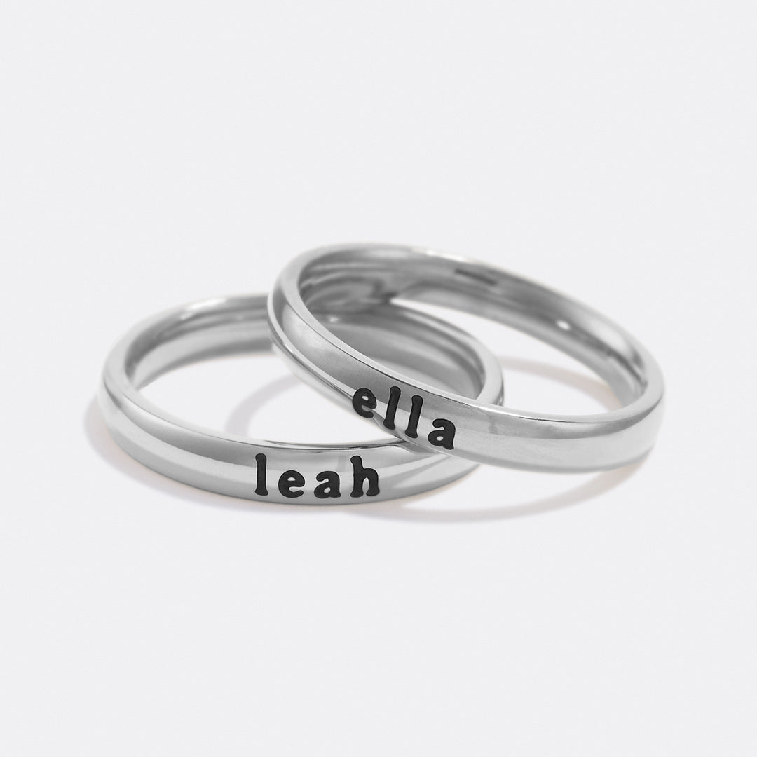 Small Stackable Name Ring