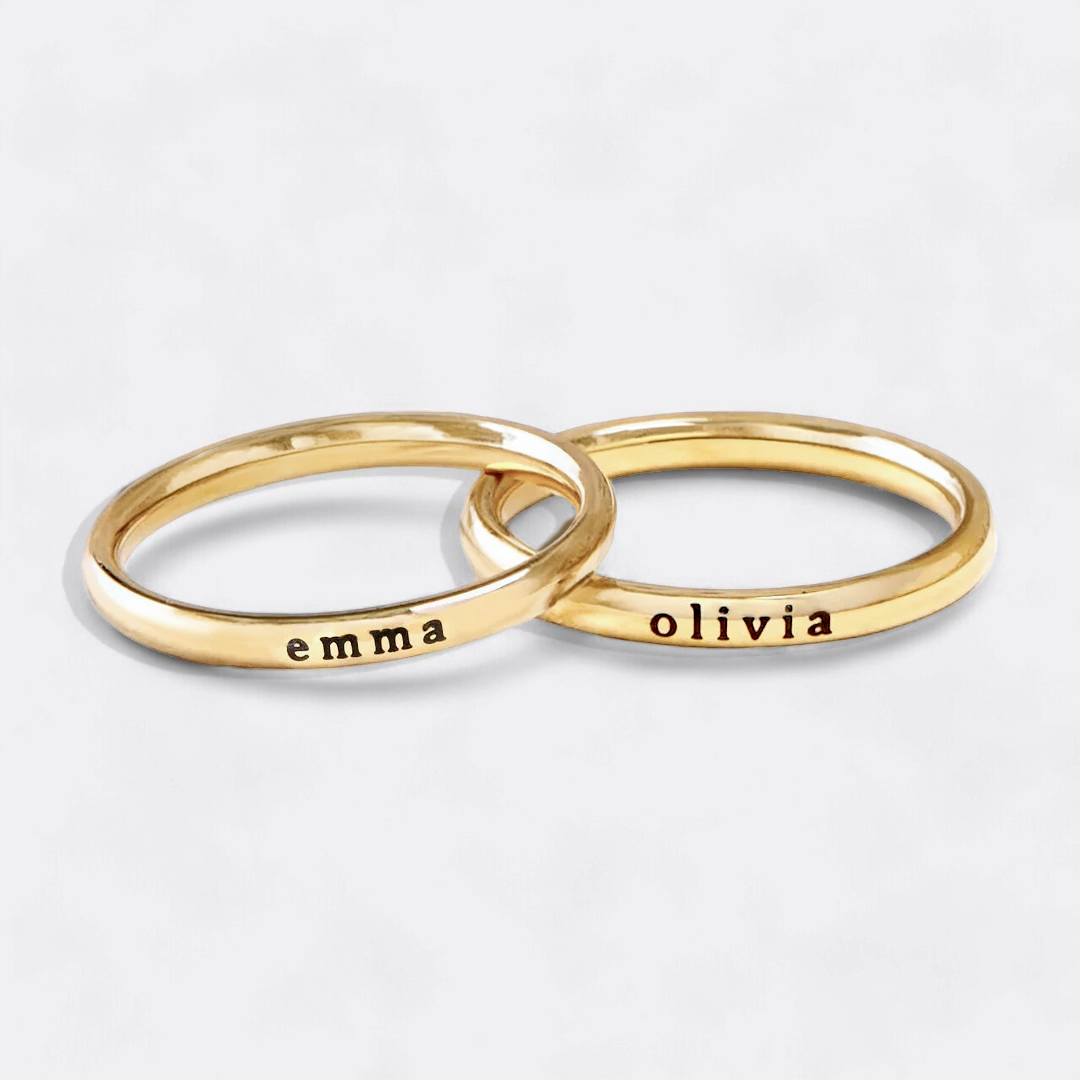Small Stackable Name Ring