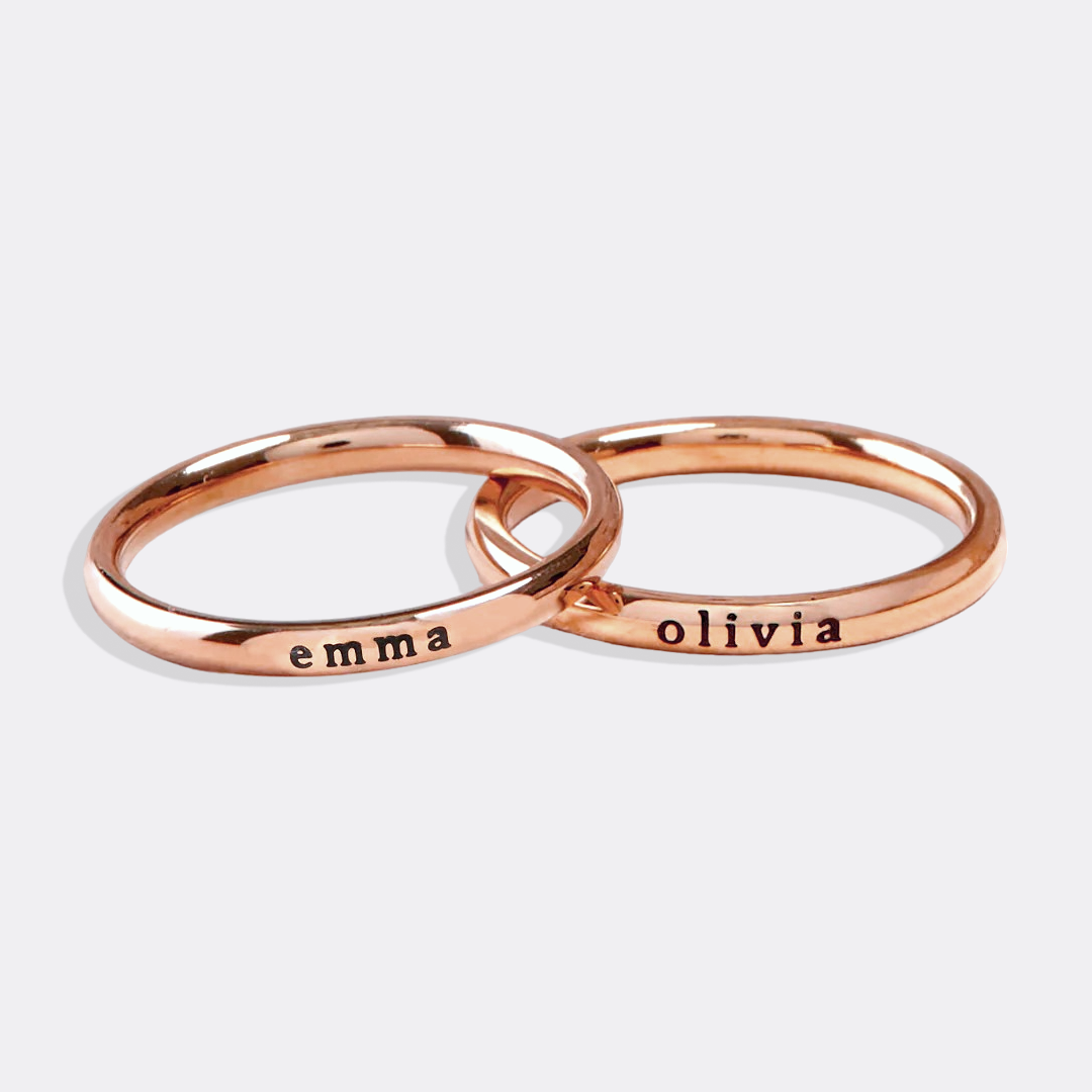 Small Stackable Name Ring