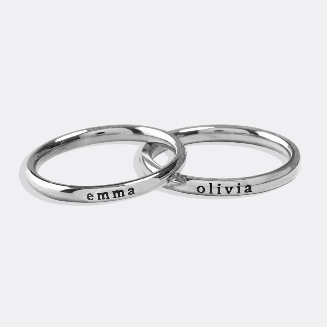 Small Stackable Name Ring