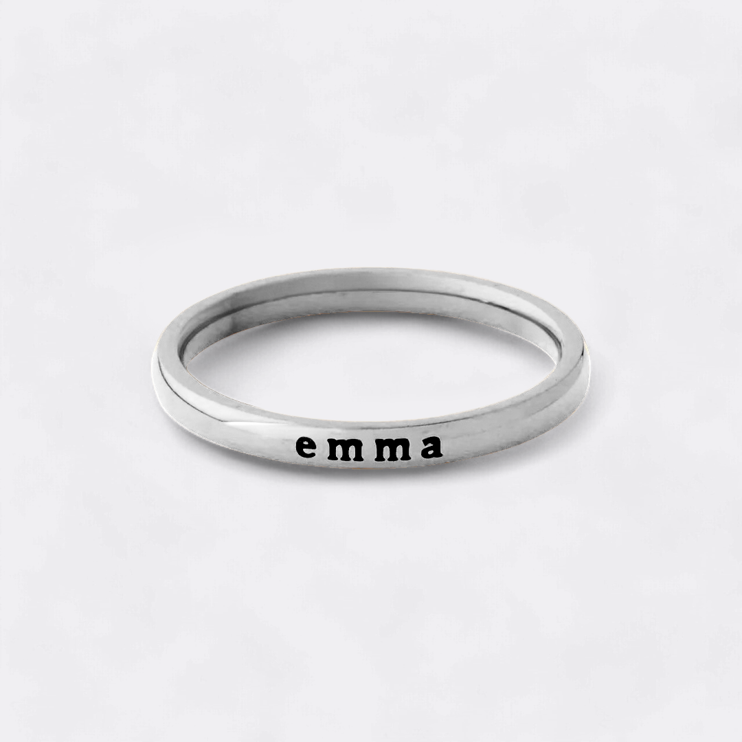 Small Stackable Name Ring