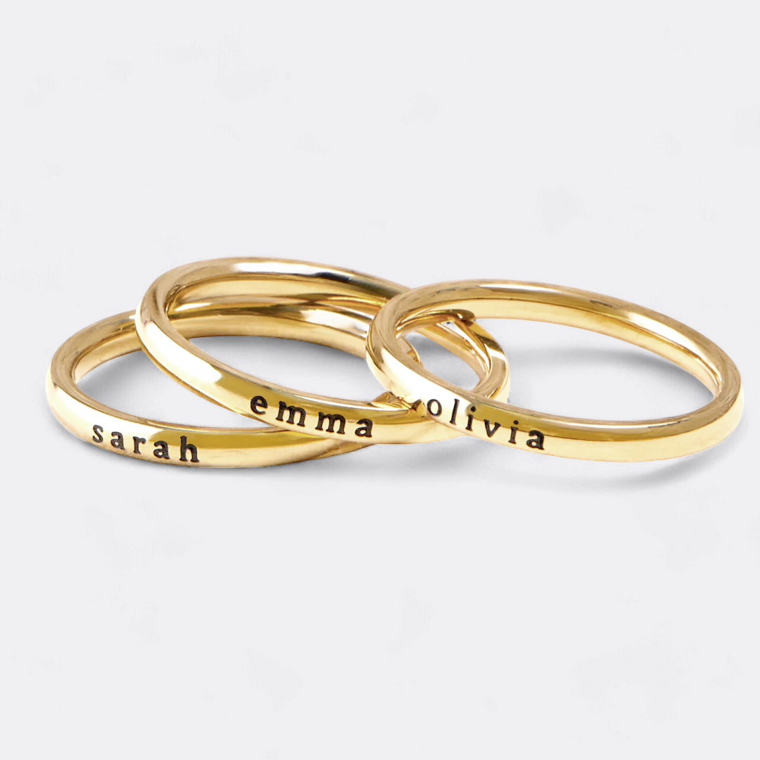 Small Stackable Name Ring