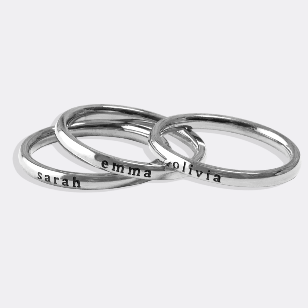 Small Stackable Name Ring